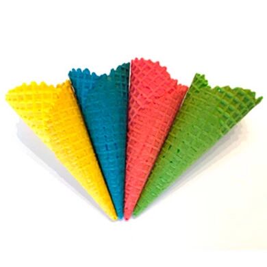 Вафельный рожок (Сахарный) - 150 мм. ЦВЕТНОЙ, естественный край