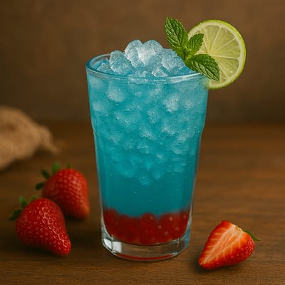 Голубой лимонад с клубничными шариками - Таврида Фуд